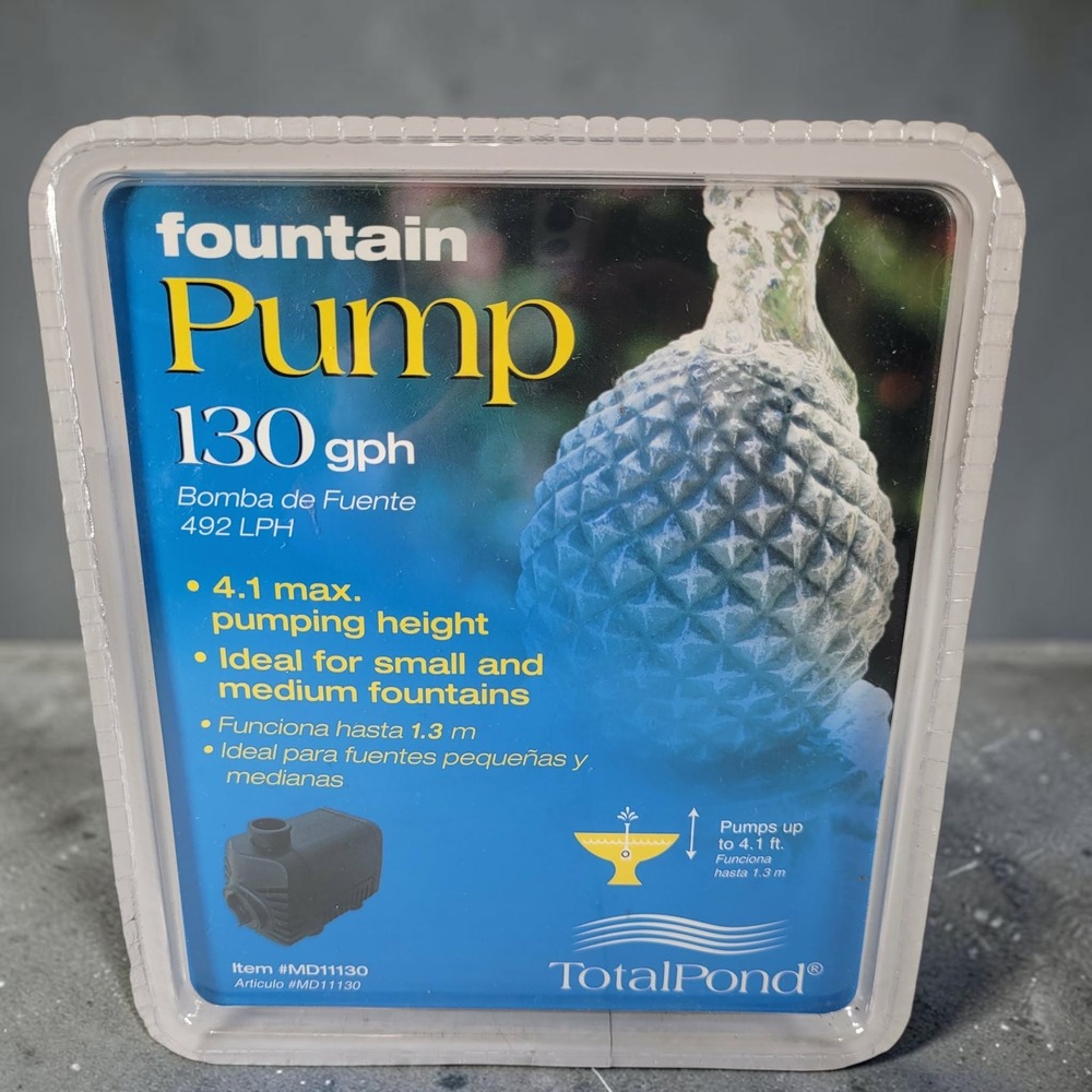 TotalPond Fountain Pump 130 GPH Black Brand New MD11130 4.1ft Lift Water Feature
